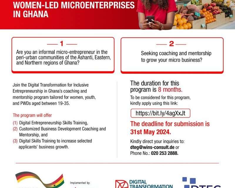 Apply Now for Coaching and Mentorship for Women-Led Micro-Enterprises in Ghana