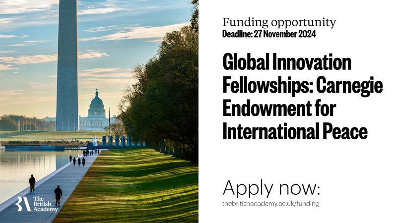 Applications Open for Global Innovation Fellowships: Carnegie Endowment (UK-based Researchers)