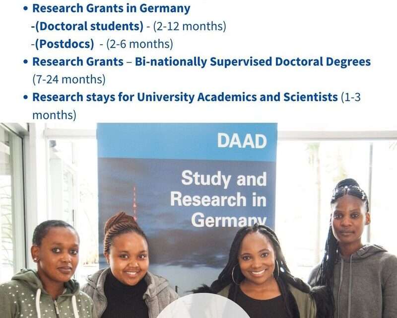 DAAD Scholarships and Funding Opportunities for South African and Sub-Saharan African Students and Research