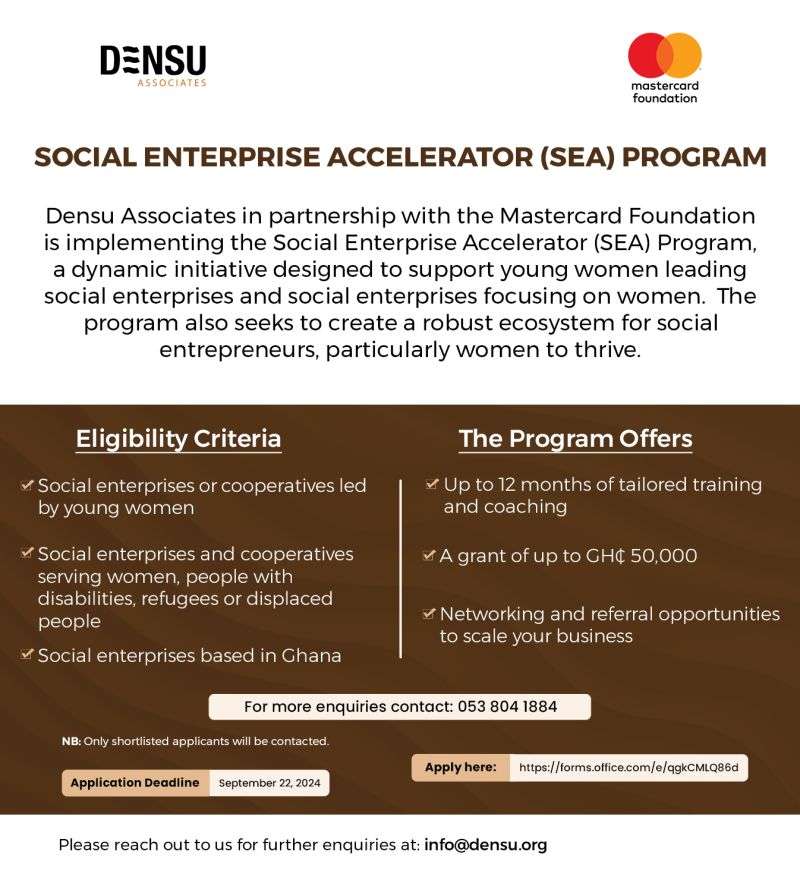 Apply for the Social Enterprise Accelerator (SEA) Program for Women-Led Initiatives in Ghana