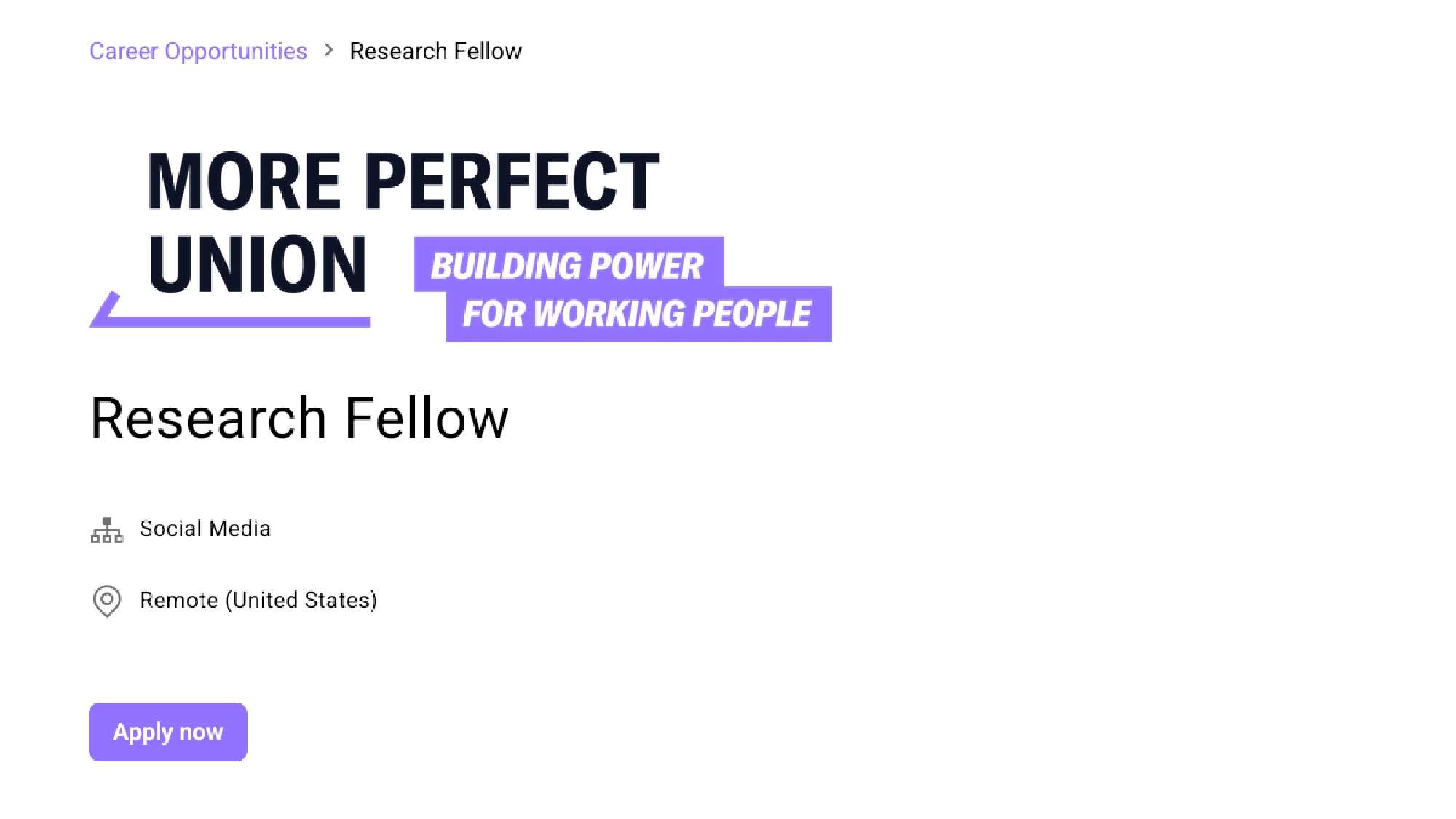 More Perfect Union: Remote U.S. Research Job Paying $25 per Hour – Full Eligibility, Responsibilities, Benefits, and How to Apply company logo