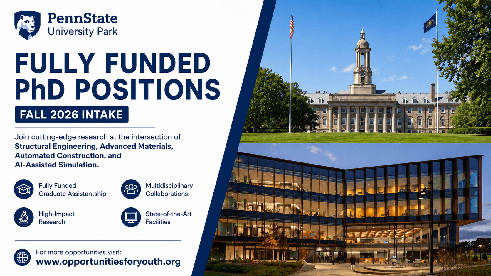 Penn State University (Fall 2026): Research in Structural Engineering, Advanced Materials, Automated Construction, and AI-Assisted Simulation company logo