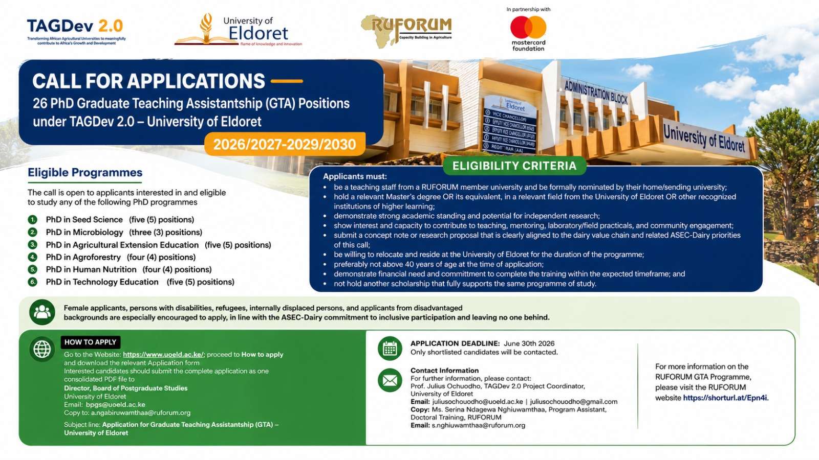 the University of Eldoret, Kenya (TAGDev 2.0 Programme)