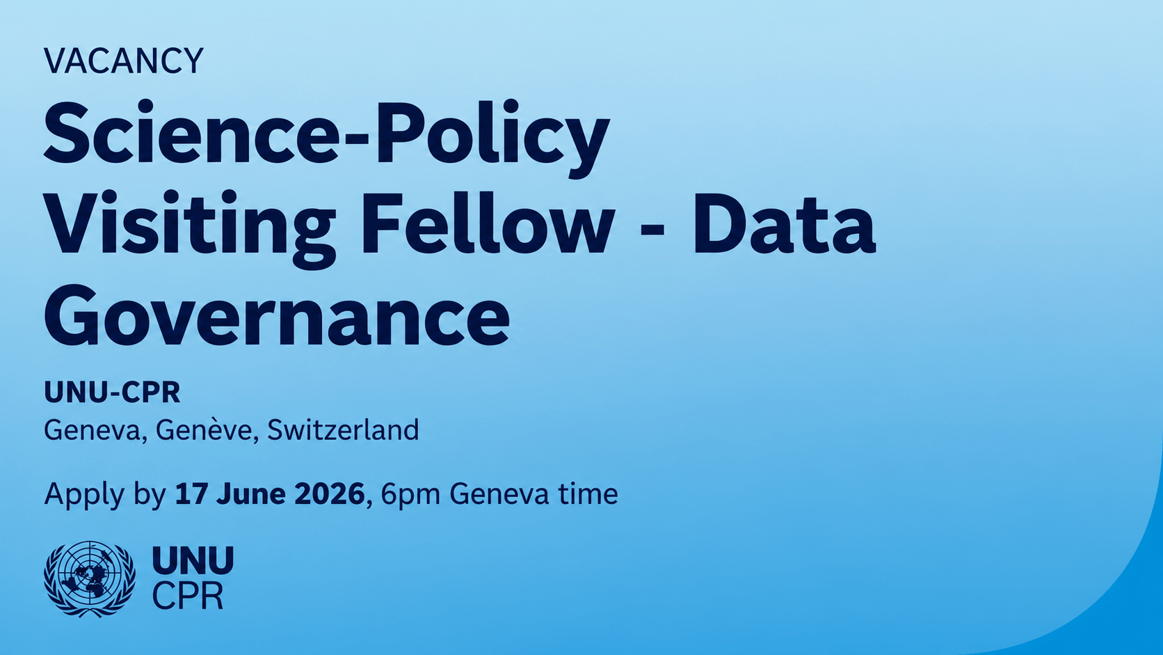 Policy Visiting Fellow – Data Governance Fellowship 2026 in Geneva, Switzerland (CHF 5,500 Monthly Stipend)