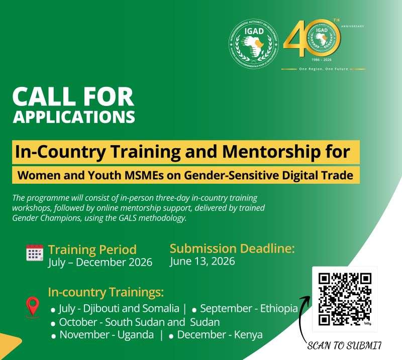 Country Training and Mentorship for Women and Youth MSMEs on Gender-Sensitive Digital Trade 2026: Fully Sponsored Regional Capacity Building Programme for Entrepreneurs in East Africa