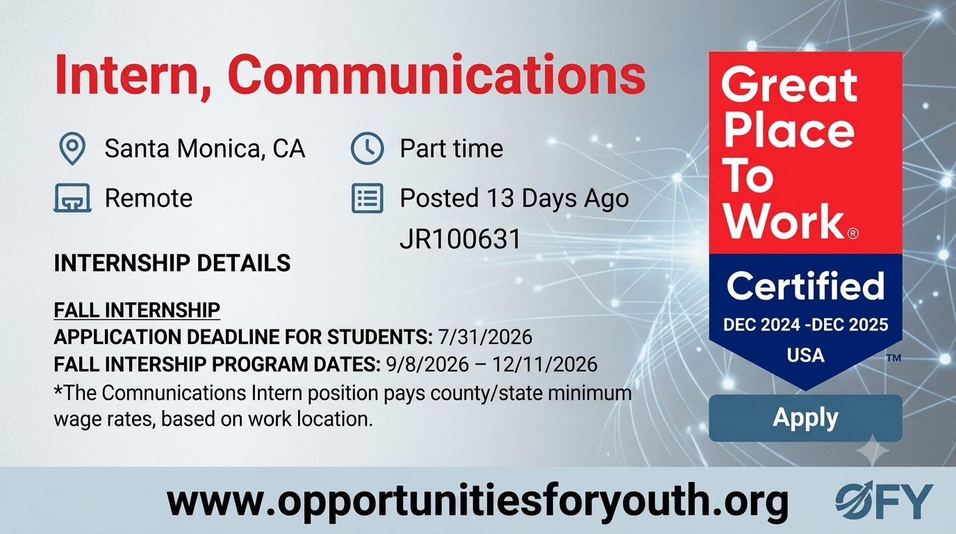 the Recording Academy: Apply for the Fall 2026 Communications Internship in Santa Monica or Remotely