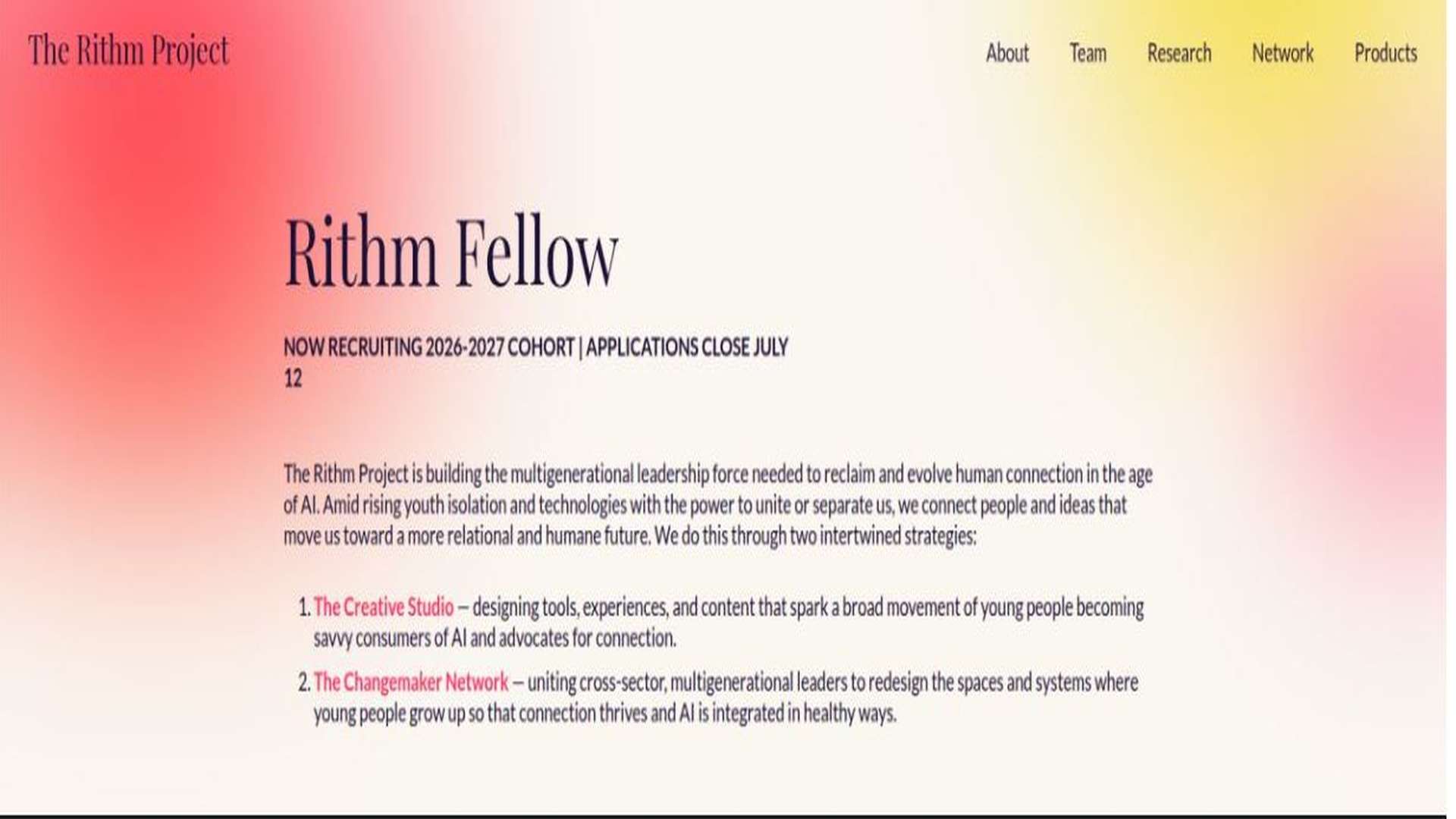 2027: Paid Youth Leadership Fellowship for Young Changemakers Shaping Human Connection in the Age of AI